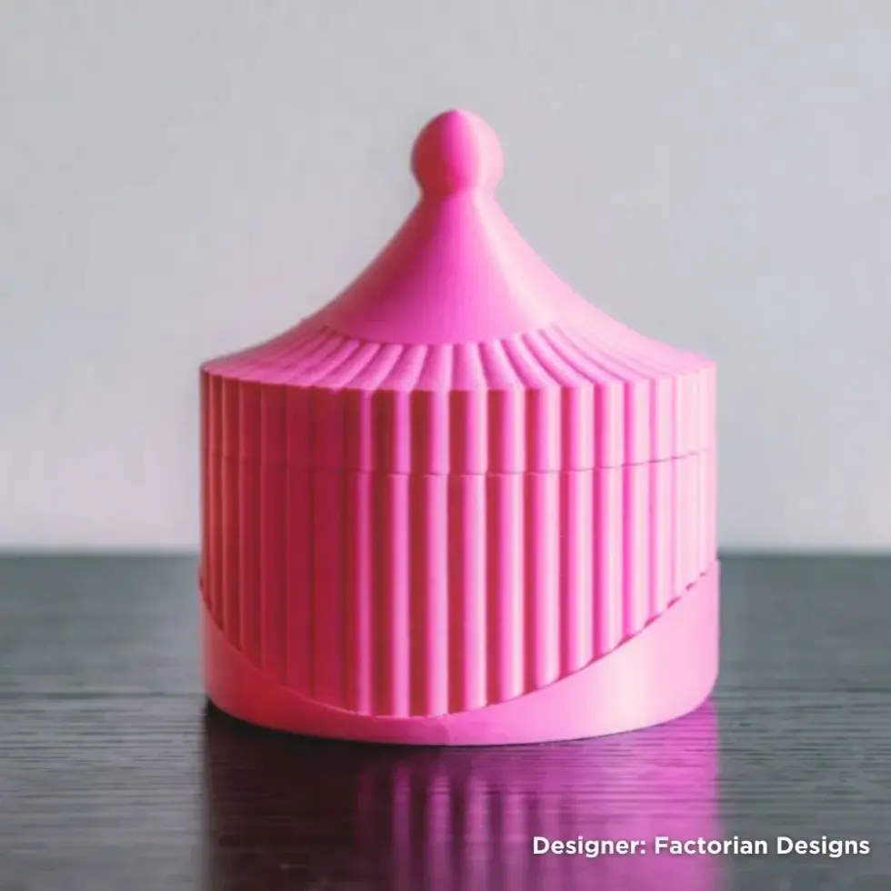a pink jewelry box with a pattern